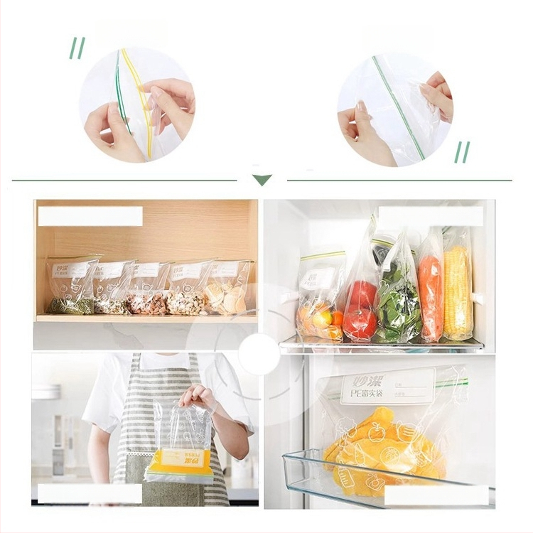 Miaojie PE automatiškai užtraukiami šaldytuvo saugojimo maišeliai – mėsai, vaisiams ir užkandžiams, saugios mikrobangų krosnelėje