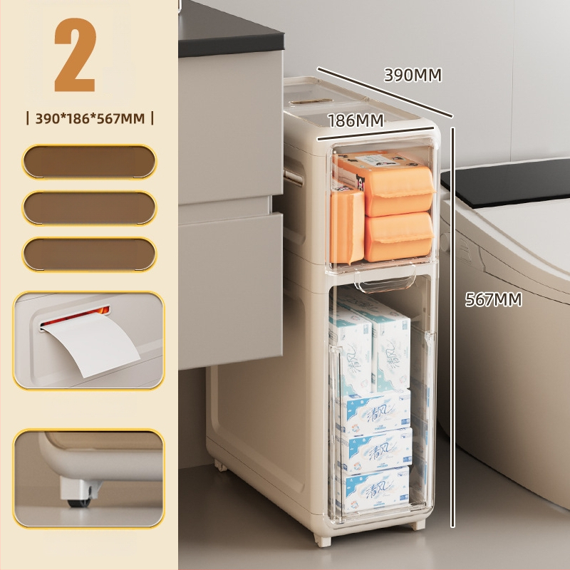 Stalčius su stalčiais skirtas virtuvės ir vonios tarpo spragoms, atsparus vandeniui, keturių lygių plastikinis šoninis spintelė, Modeliai 2893–2895