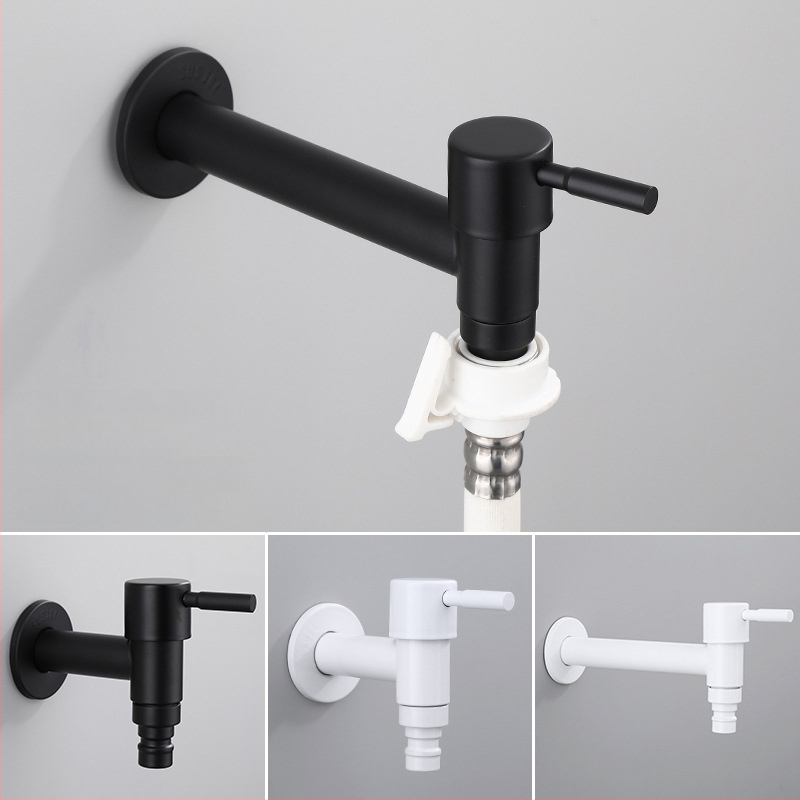 Nerūdijančio plieno čiaupas skalbimo mašinei, modelis h20123, vienos rankenos valdymas, modernus minimalistinis stilius