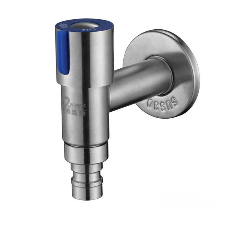 Skalbimo mašinos vandens čiaupas, 304 nerūdijančio plieno, sieninis įrengimas, T tipo, vienos rankenos, modelis XMS-2301