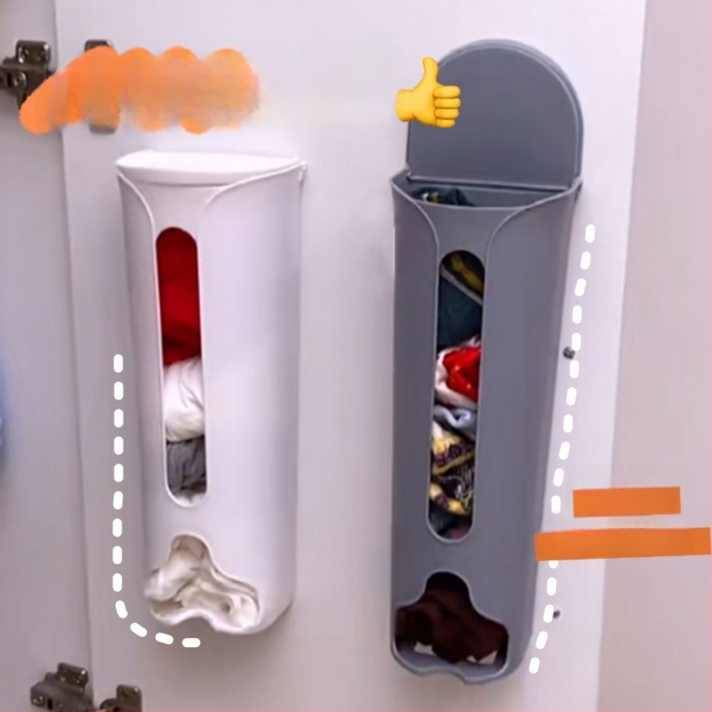 Plastikinė apatinio trikotažo laikymo dėžė, sieninis montavimas be gręžimo, stalčiu tipo organizatorius kojinėms ir apatiniams drabužiams, pagaminta iš plastiko