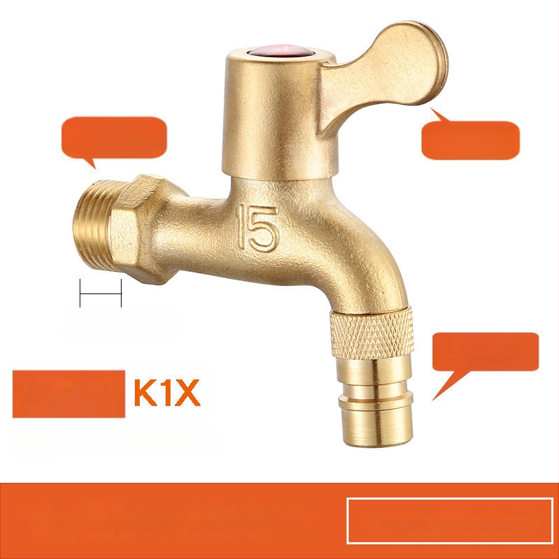 Mazgāšanas mašīnas krāns, vara korpuss, vienkāršs auksts modelis, spirālveida uzstādīšana, darba temperatūra 2–90°C