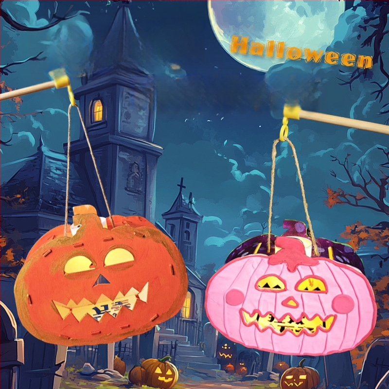 Vaikų Helovyno žibintas - DIY rinkinys, netolygus formos, su atspausdintu logotipu, prekinis ženklas YICAII, karikatūrinis stilius