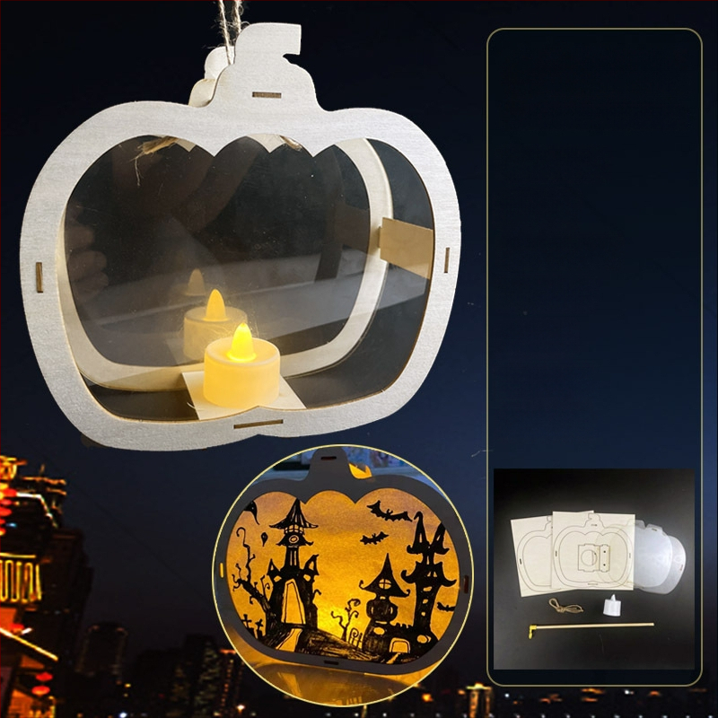 Vaikų Helovyno žibintas - DIY rinkinys, netolygus formos, su atspausdintu logotipu, prekinis ženklas YICAII, karikatūrinis stilius