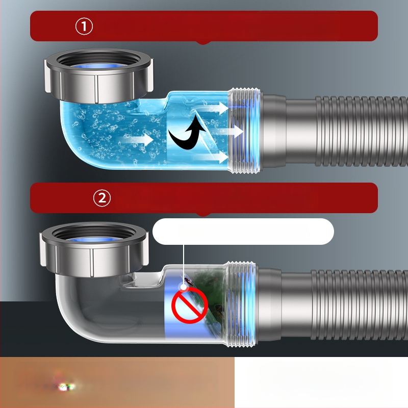 Nõudepesuvanni drenaažitoru – külgmontaaž, tõstetav tüüp, lõhna vastu, kaasaegne minimalistlik stiil