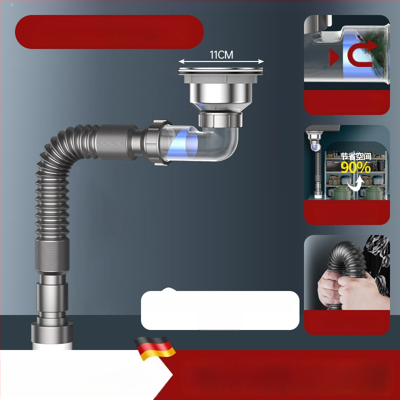 Nõudepesuvanni drenaažitoru – külgmontaaž, tõstetav tüüp, lõhna vastu, kaasaegne minimalistlik stiil