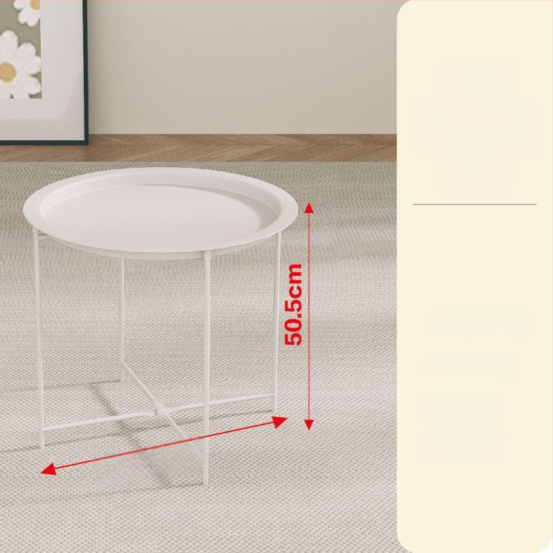 Apskritas metalo kavos staliukas su metalo rėmu, šiuolaikinis minimalistinis dizainas, sulankstomas, tinkamas svetainei ir miegamajam.