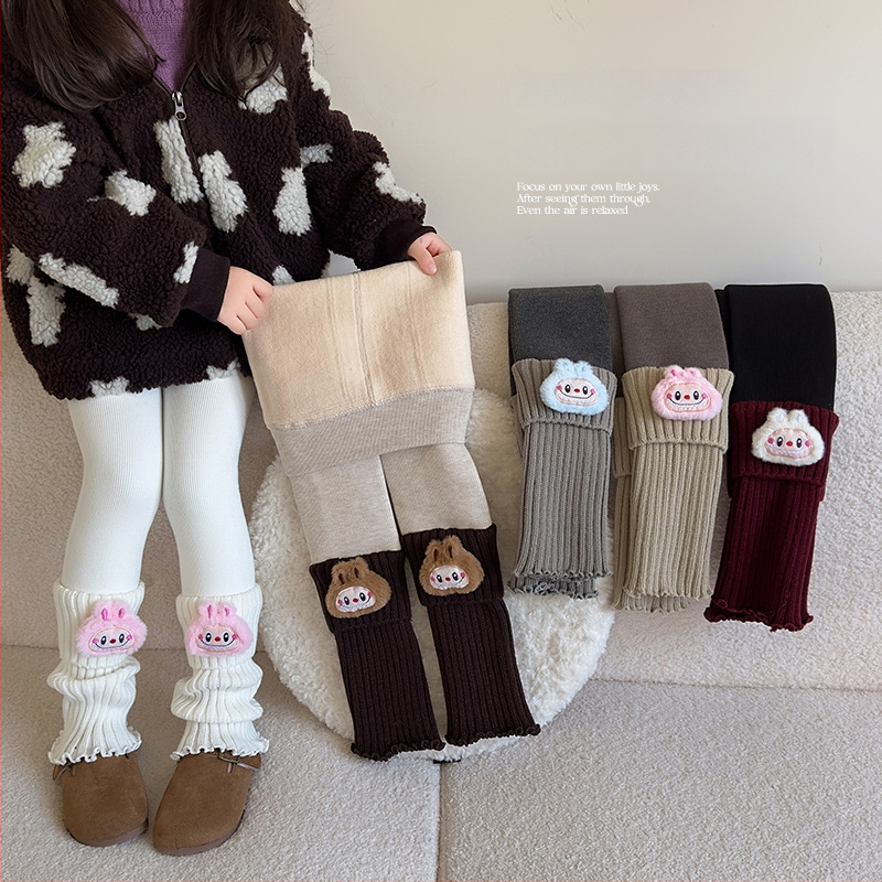 Laste soojad sukkpüksid integreeritud sokkidega talveks, džakard-kude