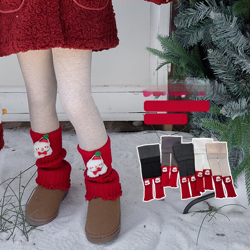 Laste soojad sukkpüksid integreeritud sokkidega talveks, džakard-kude