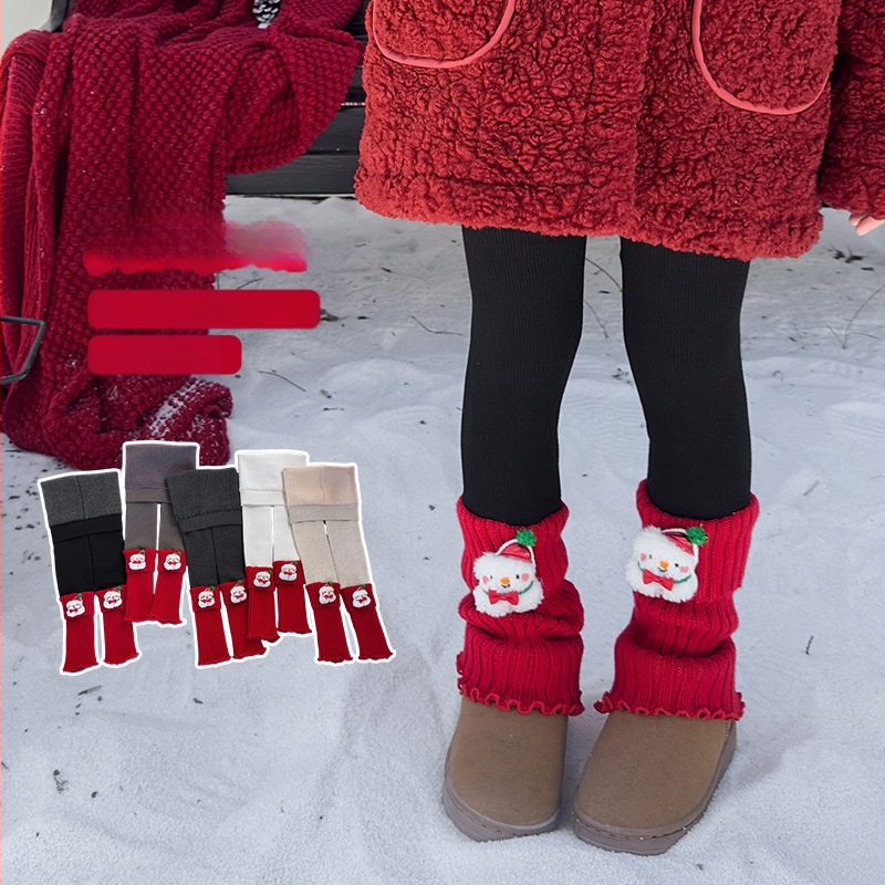 Laste soojad sukkpüksid integreeritud sokkidega talveks, džakard-kude