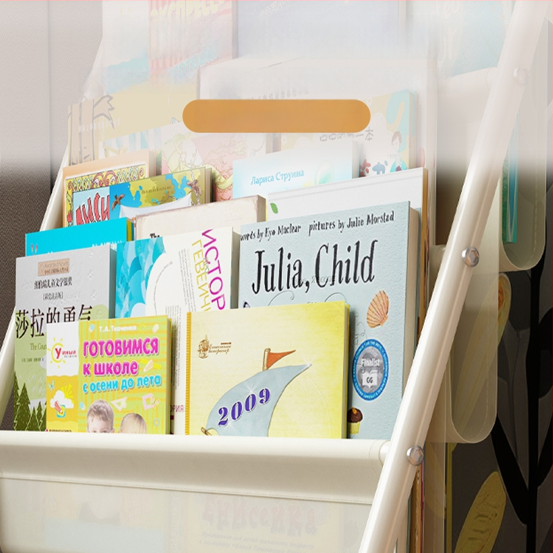 Vaikų knygų stovas — šiuolaikiškas minimalistinis dizainas (Modelis: w820; Medžiaga: geležies meno; Apdirbimas: pritaikytas pagal brėžinius; Apdaila: kepimo dažai)