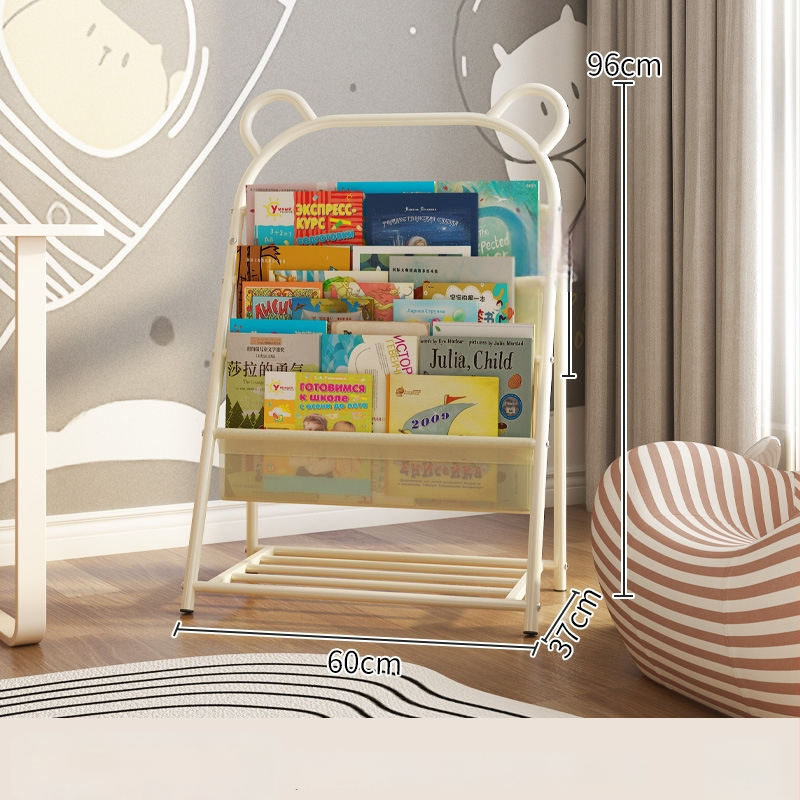 Vaikų knygų stovas — šiuolaikiškas minimalistinis dizainas (Modelis: w820; Medžiaga: geležies meno; Apdirbimas: pritaikytas pagal brėžinius; Apdaila: kepimo dažai)