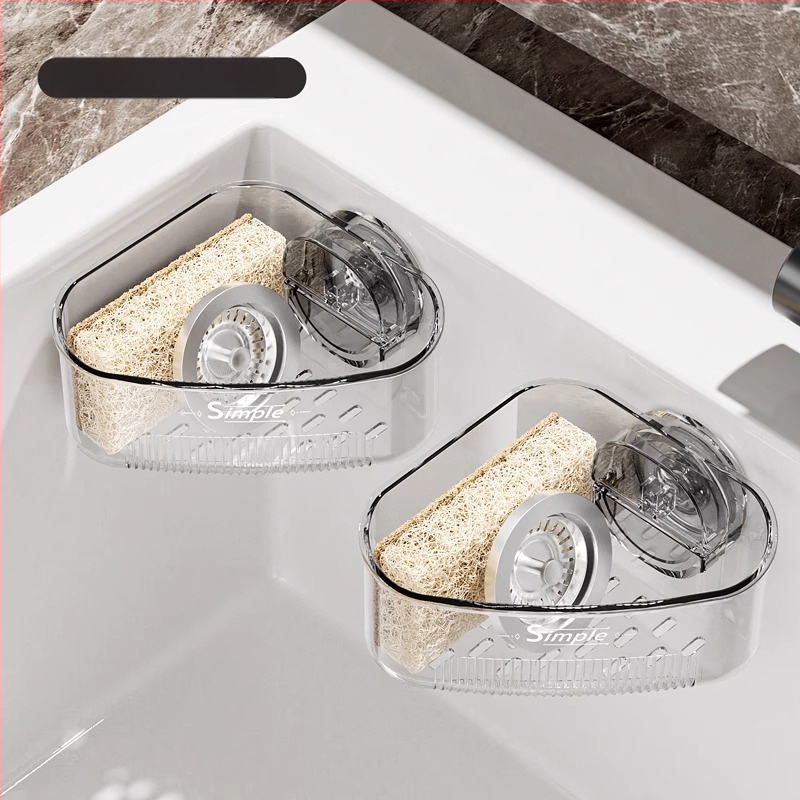 Kampinis praustuvo laikiklis su siurbtuku, namų virtuvė, sieninis, daugiafunkcinis, didelė talpa, nusausinimo krepšys