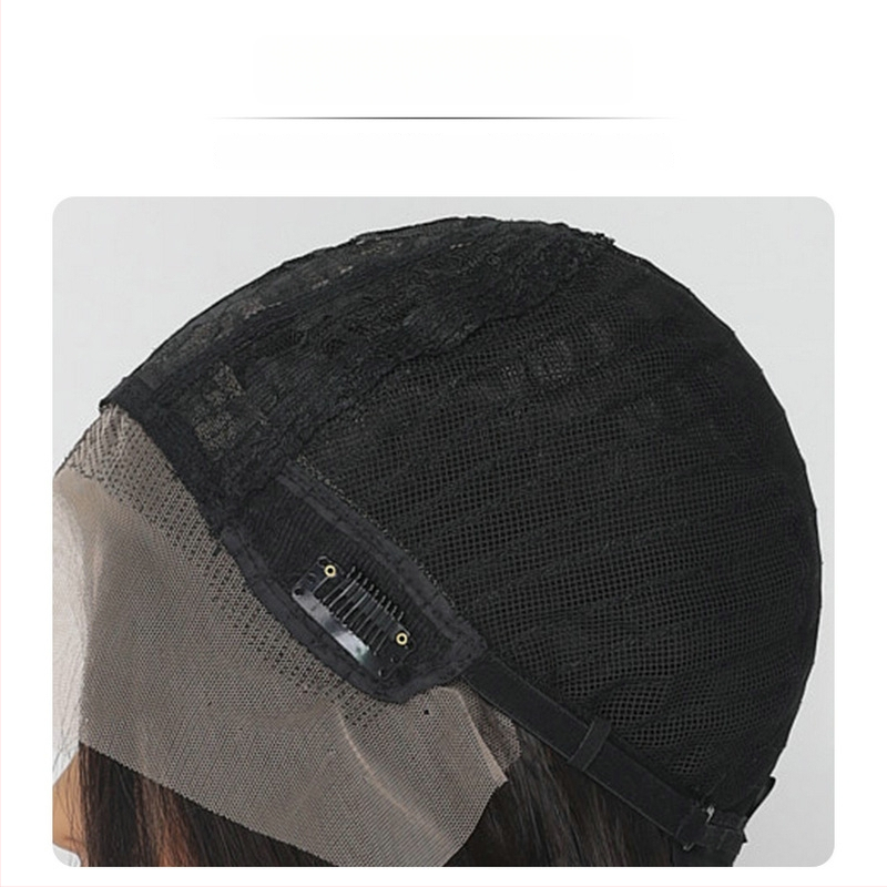 Parūka SZ-22 no Xinyi: gara taisnas mati ar sānu bangs, pilnīgi rokām adīta, augstas temperatūras vads