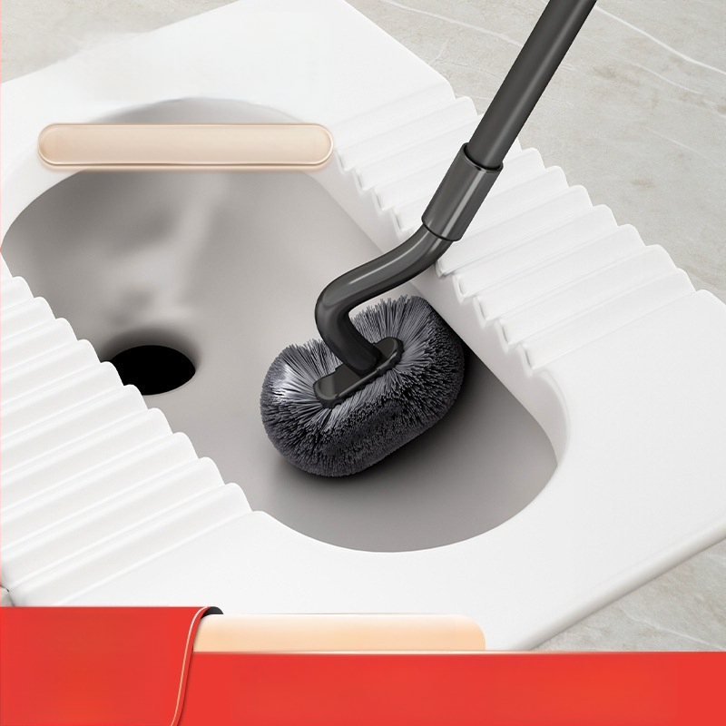 S-formos teleskopinis sieninis klozeto šepetėlis, skirtas squat tualetėms, nerūdijančio plieno, be mirštančių kampų