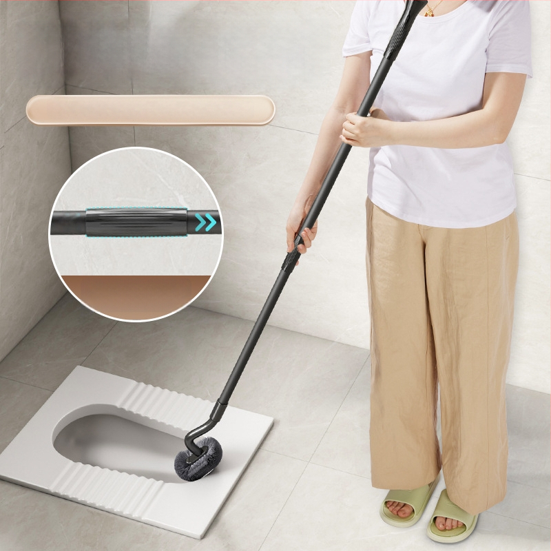 S-formos teleskopinis sieninis klozeto šepetėlis, skirtas squat tualetėms, nerūdijančio plieno, be mirštančių kampų