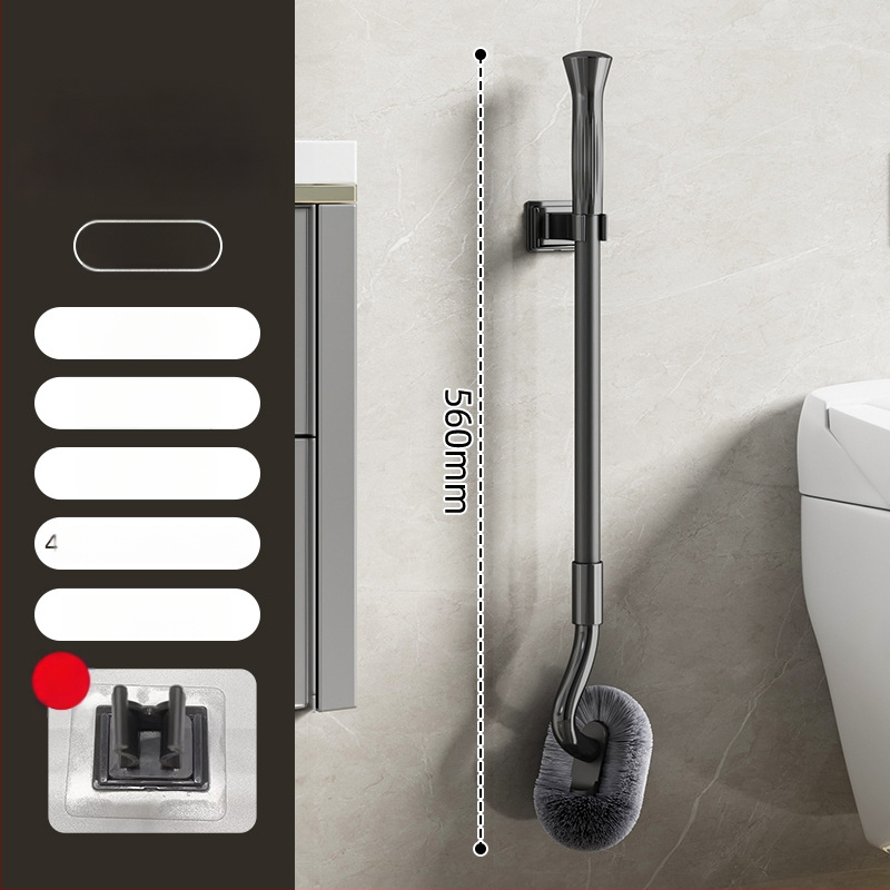 S-formos teleskopinis sieninis klozeto šepetėlis, skirtas squat tualetėms, nerūdijančio plieno, be mirštančių kampų