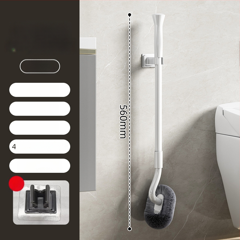 S-formos teleskopinis sieninis klozeto šepetėlis, skirtas squat tualetėms, nerūdijančio plieno, be mirštančių kampų