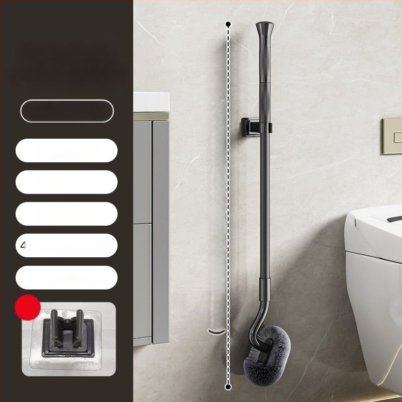 S-formos teleskopinis sieninis klozeto šepetėlis, skirtas squat tualetėms, nerūdijančio plieno, be mirštančių kampų