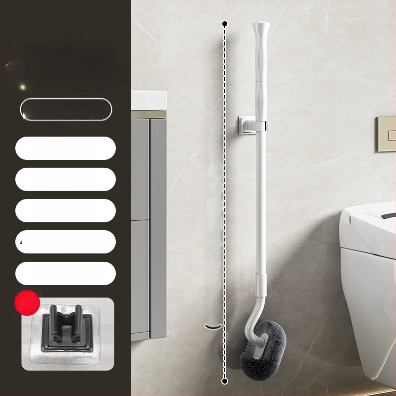 S-formos teleskopinis sieninis klozeto šepetėlis, skirtas squat tualetėms, nerūdijančio plieno, be mirštančių kampų