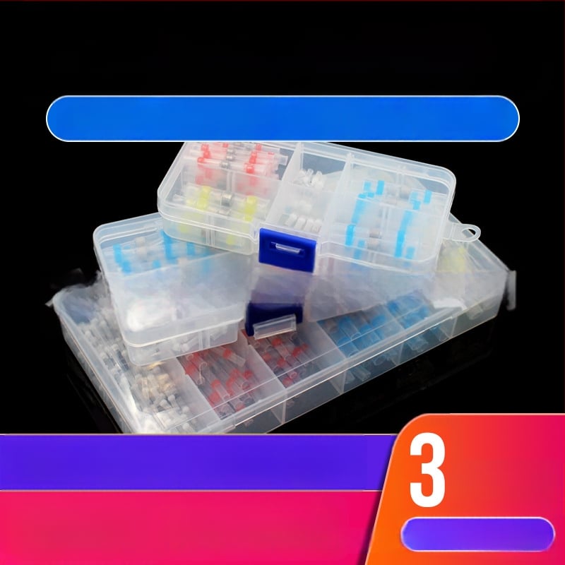 SST litavimo žiedų rinkinys, atsparus vandeniui, šilumos susiuvimo vamzdeliai, izoliuota terminalų dėžutė, 100 vnt