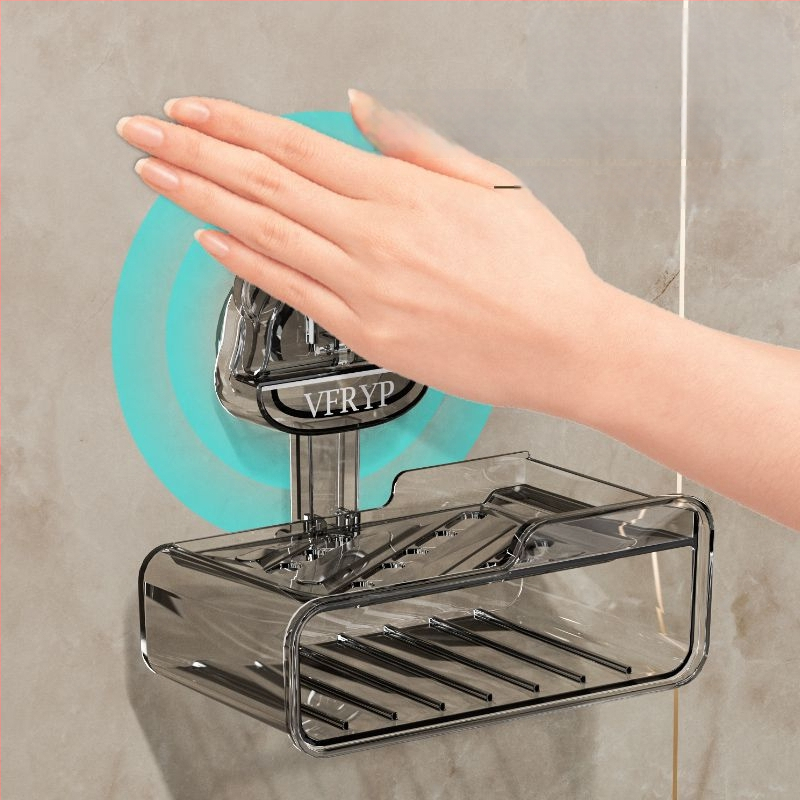 Seininis muilo laikiklis su siurbtukais, be gręžimo, dviejų dalių rinkinys, iš plastiko, CE sertifikatas, paprastas ir modernus stilius