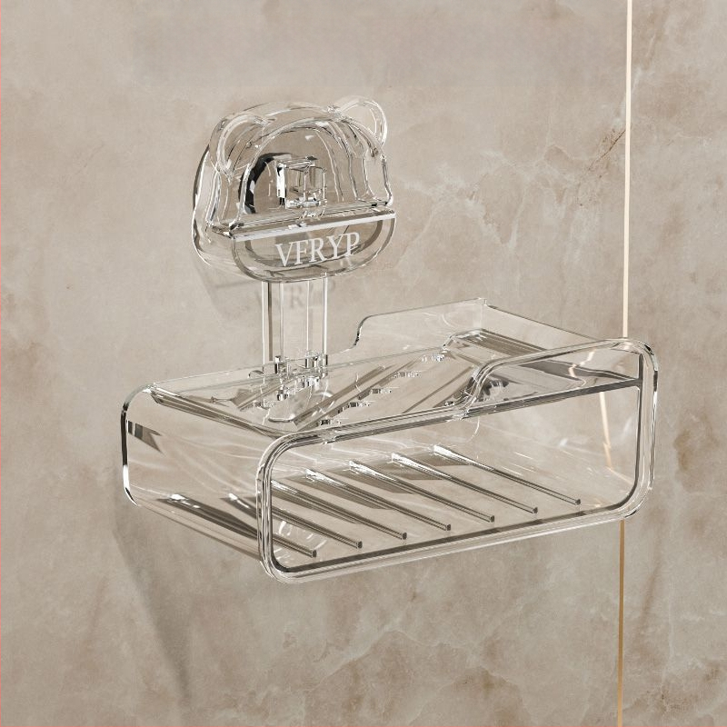 Seininis muilo laikiklis su siurbtukais, be gręžimo, dviejų dalių rinkinys, iš plastiko, CE sertifikatas, paprastas ir modernus stilius