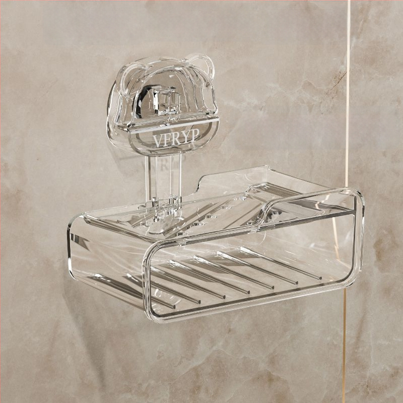 Seininis muilo laikiklis su siurbtukais, be gręžimo, dviejų dalių rinkinys, iš plastiko, CE sertifikatas, paprastas ir modernus stilius