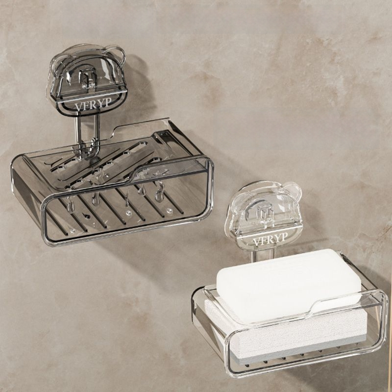 Seininis muilo laikiklis su siurbtukais, be gręžimo, dviejų dalių rinkinys, iš plastiko, CE sertifikatas, paprastas ir modernus stilius