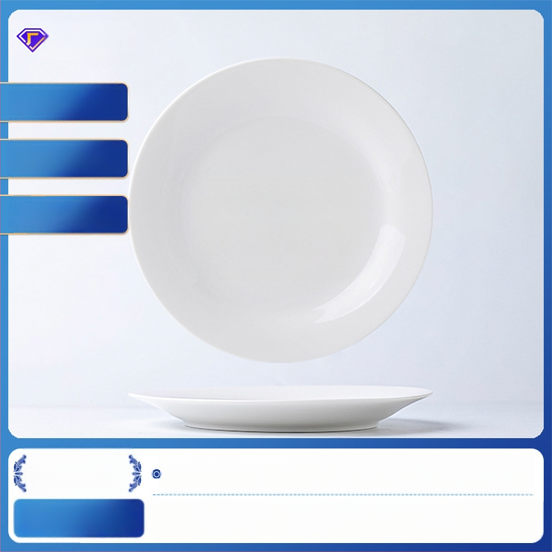 Keraminė plokščios formos lėkštė, apvali, tinkama mikrobangų krosnelėms, su underglazės spalva