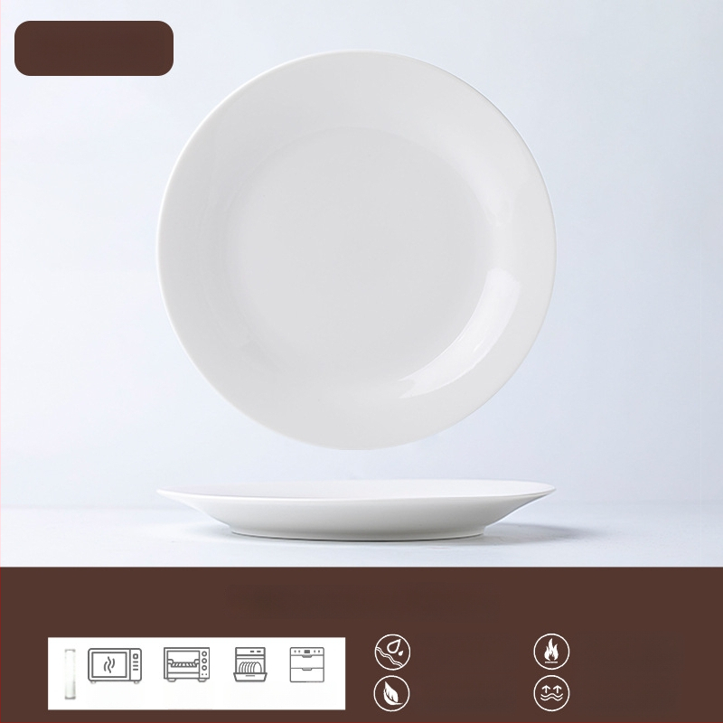 Keraminė plokščios formos lėkštė, apvali, tinkama mikrobangų krosnelėms, su underglazės spalva