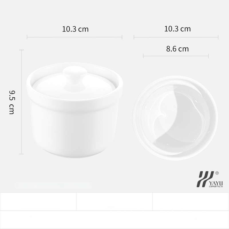 Viešbučio keraminė sriubos puodelis – magnio porcelianas, po glazūra danga, pritaikymas, logotipo spauda