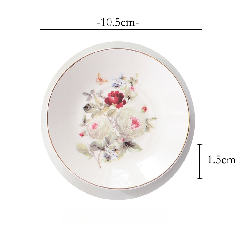 Keramická okrúhla platňa – kvetinový vzor, retro štýl, mikrovlnná bezpečnosť, tanier na šperky a mydlo