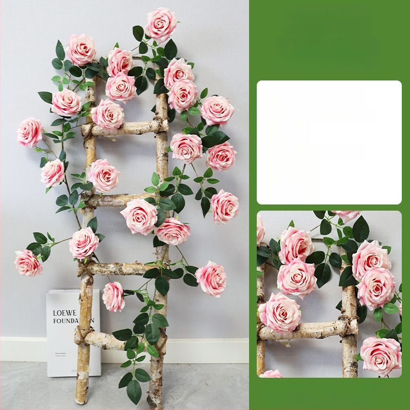 Seinā karājas dekoratīva liana ar plastmasas ziediem, imitēts rotāns, Wedding Home sērija, pusdarbs un pusmehāniska ražošana