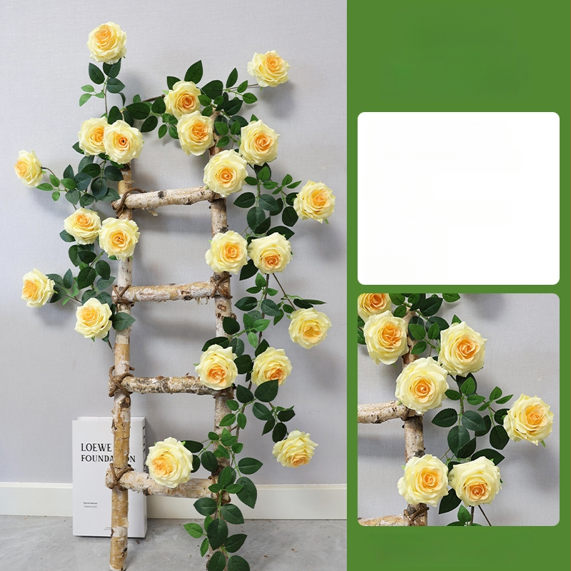 Seinā karājas dekoratīva liana ar plastmasas ziediem, imitēts rotāns, Wedding Home sērija, pusdarbs un pusmehāniska ražošana