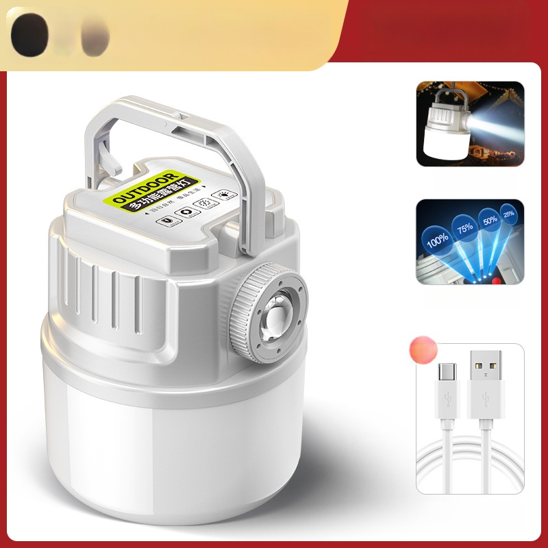 LED palapinės lemputė, įkraunama, 3,7 V, 10 W, rankinis jungiklis