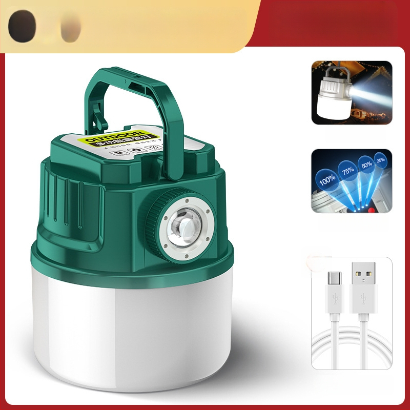 LED palapinės lemputė, įkraunama, 3,7 V, 10 W, rankinis jungiklis