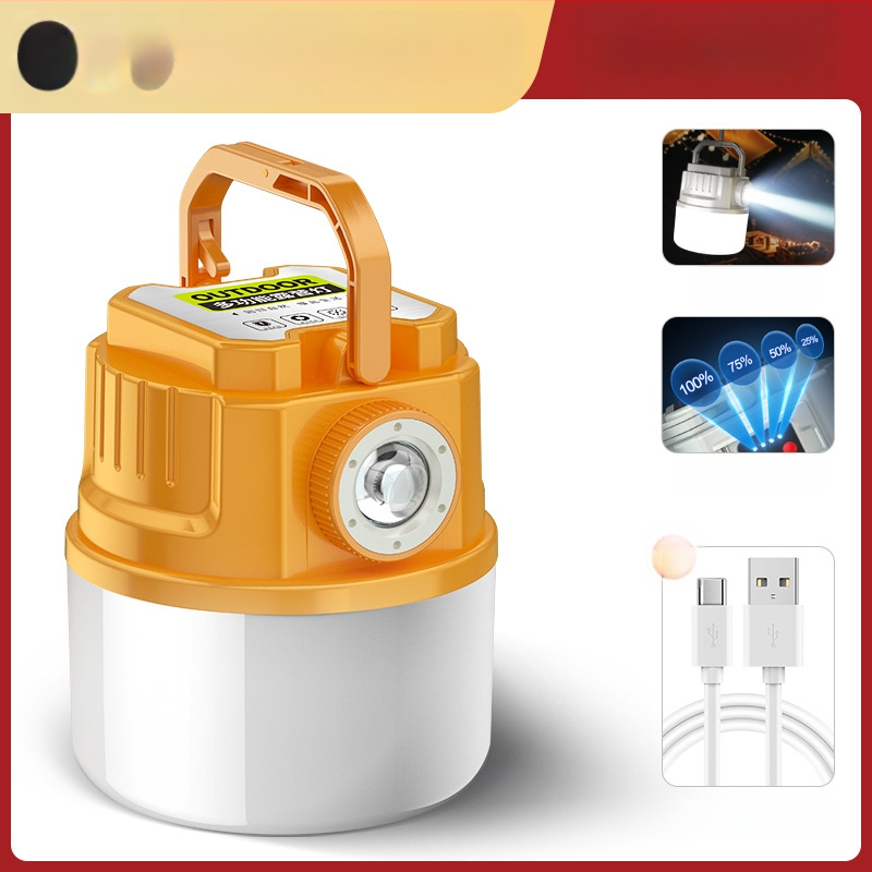 LED palapinės lemputė, įkraunama, 3,7 V, 10 W, rankinis jungiklis