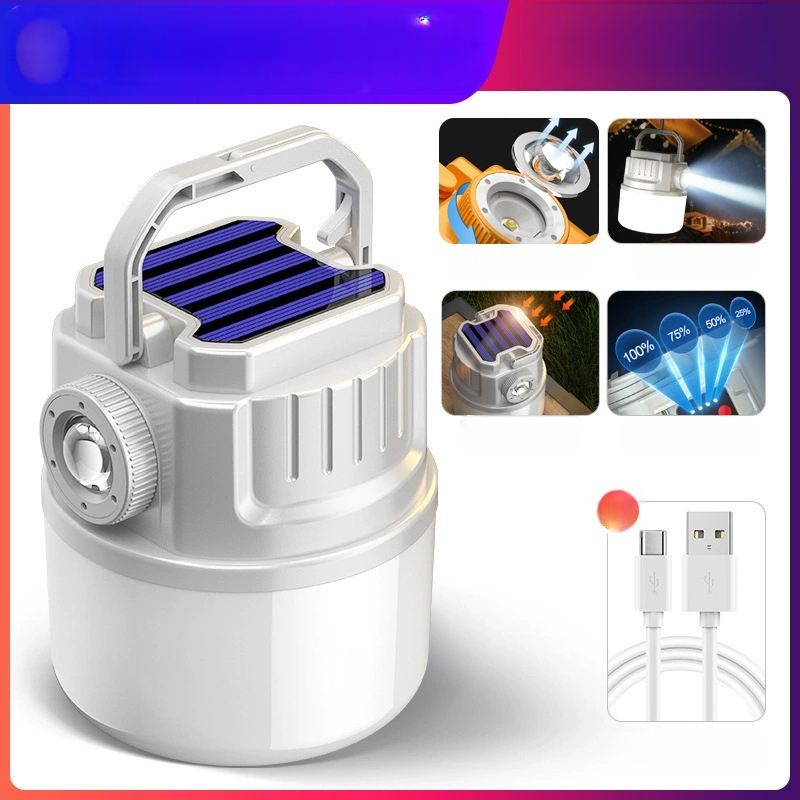 LED palapinės lemputė, įkraunama, 3,7 V, 10 W, rankinis jungiklis