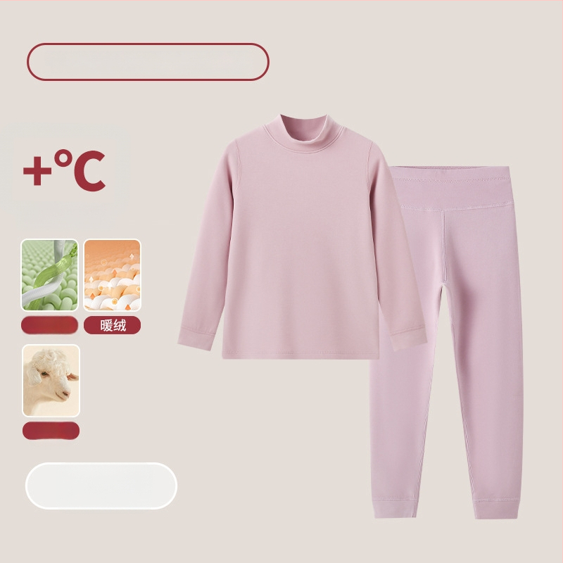 Vaikų terminis komplektas su aukštu kaklu – unisex viršus ir apatiniai, Lyocell mišinys, storesnis šilumos palaikymas, skirtas rudeniui ir žiemai