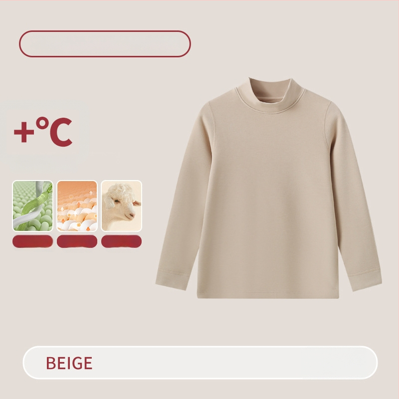 Vaikų terminis komplektas su aukštu kaklu – unisex viršus ir apatiniai, Lyocell mišinys, storesnis šilumos palaikymas, skirtas rudeniui ir žiemai