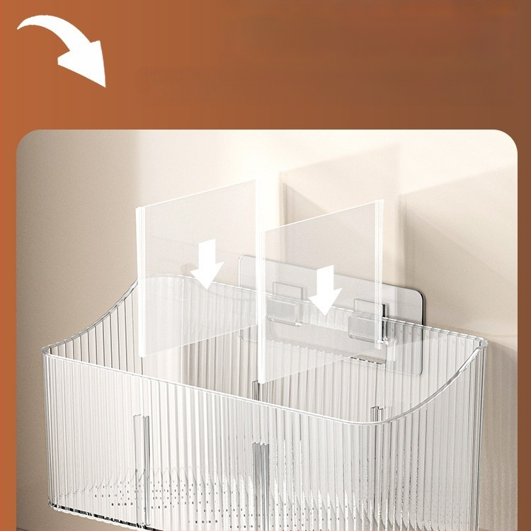 Skaidrus sieninis sandėliavimo krepšelis česnakui, imbierui ir svogūnams – plastikas, be skylių, virtuvės organizatorius