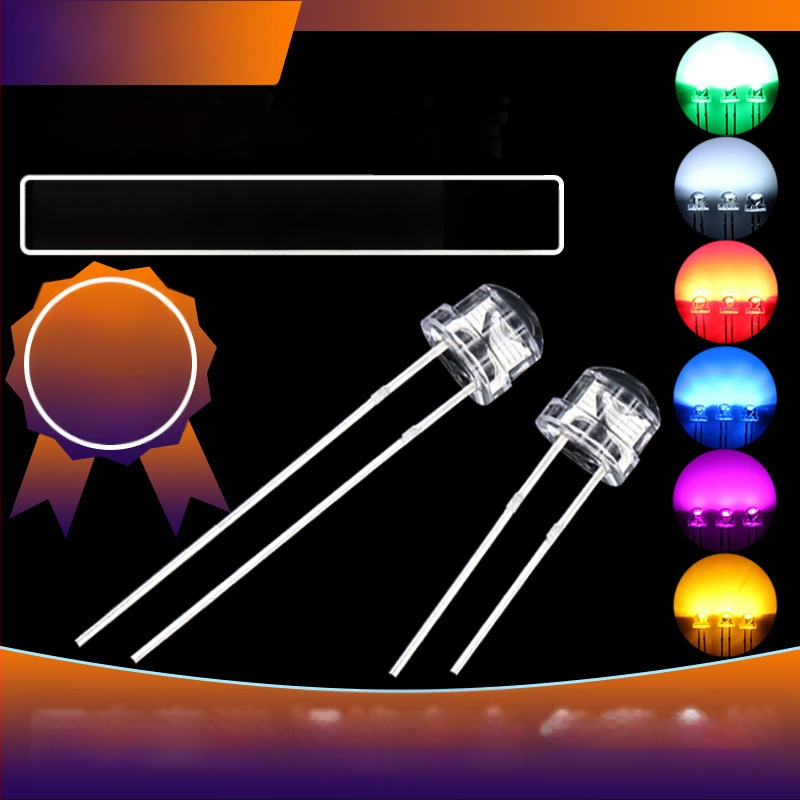 LED karoliukai striukės skrybelės stiliaus, skaidrūs; Darbinė įtampa 1.8-3.0 V; Srovė 20 mA; Galia 0.06 W; Šviesos srautas 5000-6000 mcd; Čip: Sanan