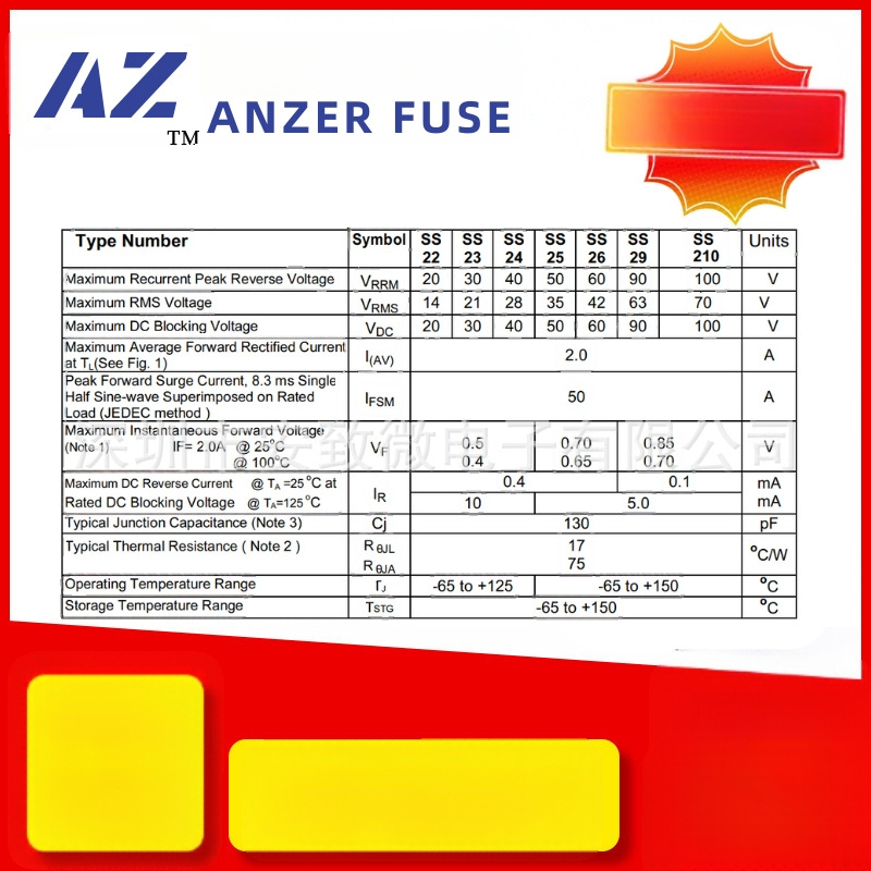 Schottky diodas, SMD, SS24/SK24, 2A/40V, SMA/SMAF/SMB pakuotė