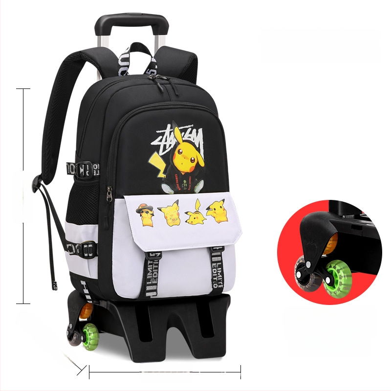 Pradinės mokyklos trolis kuprinė, unisex, šešių ratų kopimo laiptams, nuimamas rankenėlė, Oxford audinys, anime raštas, Xin zhuorun