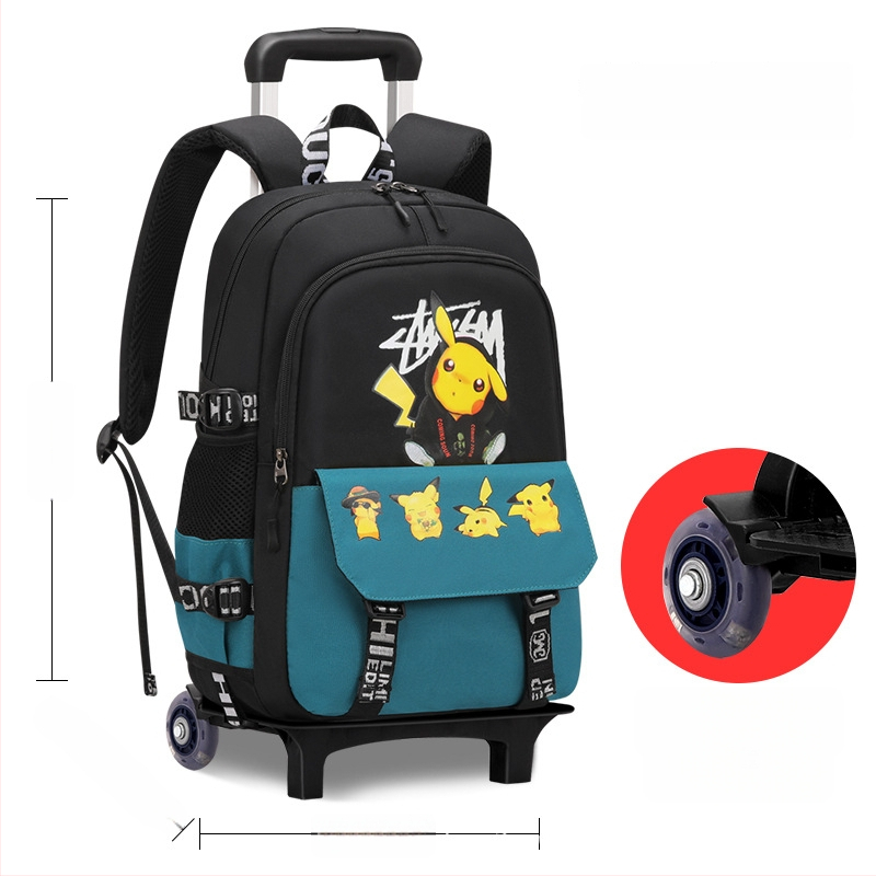 Pradinės mokyklos trolis kuprinė, unisex, šešių ratų kopimo laiptams, nuimamas rankenėlė, Oxford audinys, anime raštas, Xin zhuorun