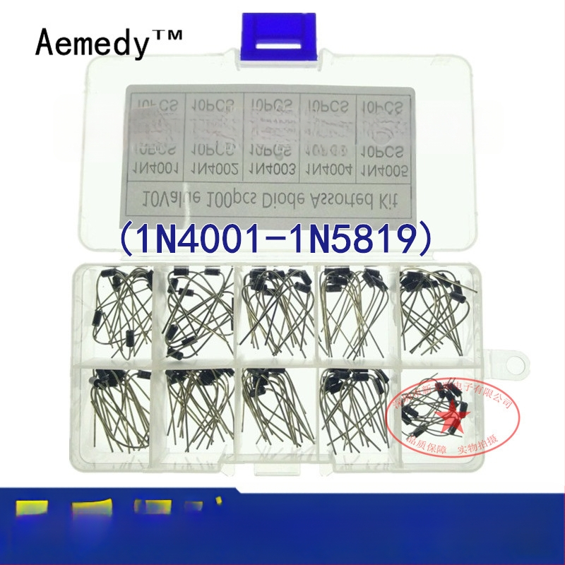 Aemedy pavyzdžių rinkinys lyginamosioms diodoms 1N4001 ir IN5819 buities prietaisams