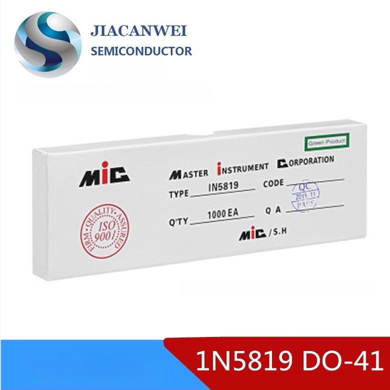 Schottky diodas 1N5819, DO-41 pakuotė, 1A/40V