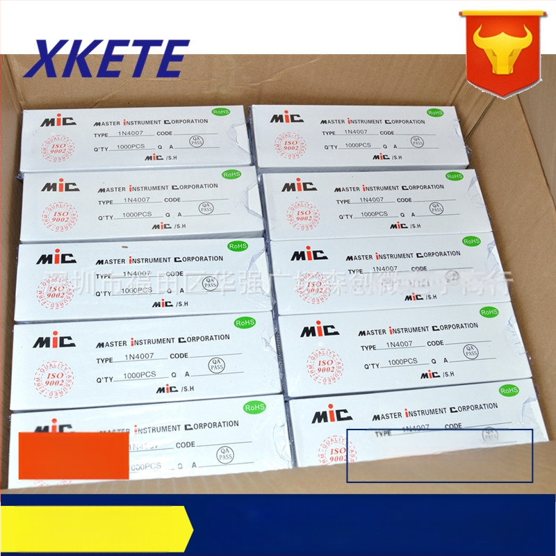 Tvirtinimo dioda XKETE DO-41, kelių modelių šeima (1N4001/4004/4007, 1N4937, 1N5817/5819) 3C skaitmeninėms taikymoms