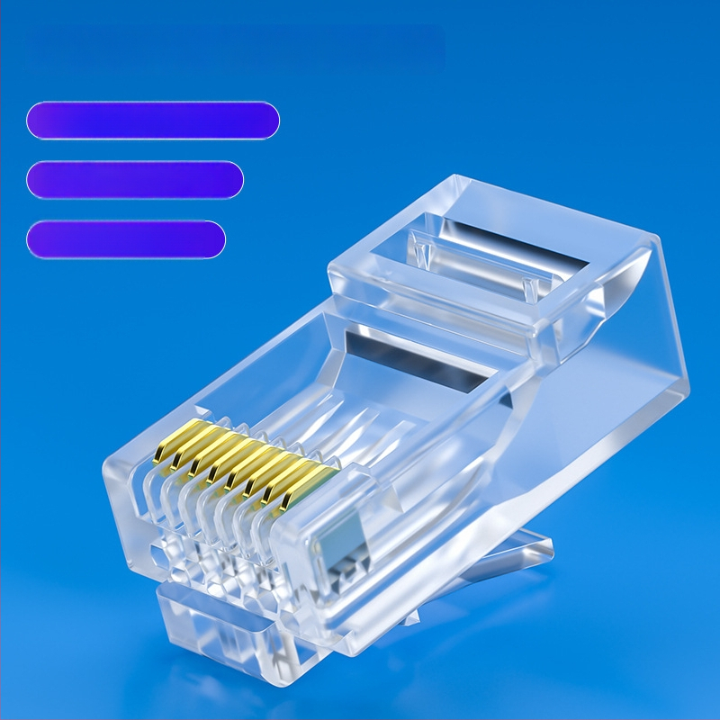 Cat6 RJ45 jungtis, 8 kontaktai, auksu dengta, grynas varis